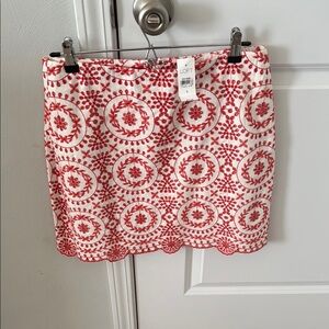 LOFT Red and White Mini Pencil Skirt Casual Resort Wear